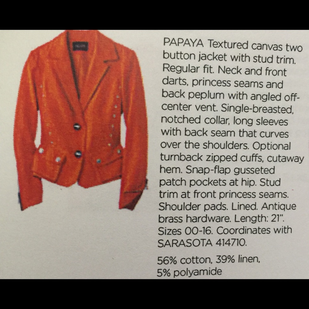 Papaya Jacket and Skirt Set Suit